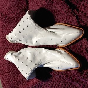 White fashion leather boots